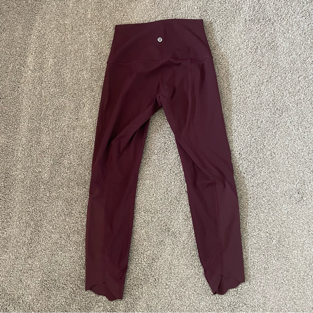 lululemon athletica Burgundy High-Rise Mesh Hem Cropped Leggings - Picture 4 of 6